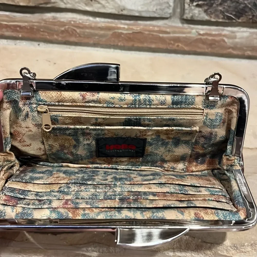 Hobo Hayward Brown Leather Kiss Lock Clutch